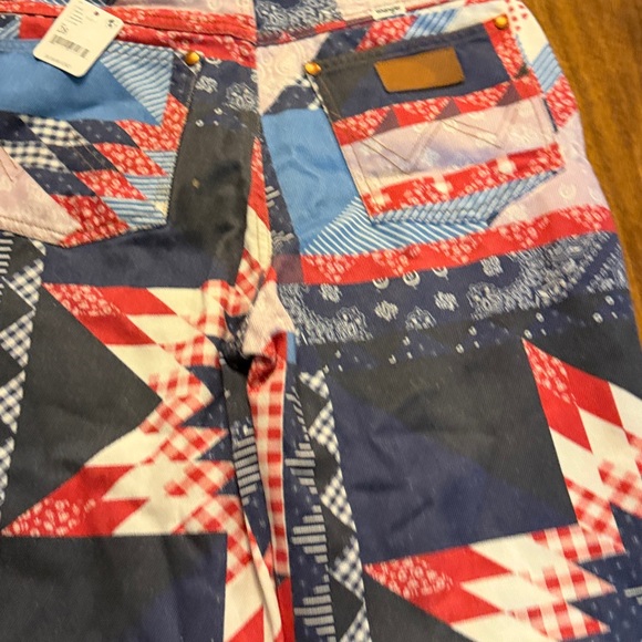 Free People Wrangler Heritage Wanderer Patchwork Flair Leg Jeans Women’s size 28 - Picture 6 of 12